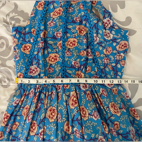 Sunday Mi Amor Blue Floral Open Back Halter Mini Dress XS - Picture 8 of 8